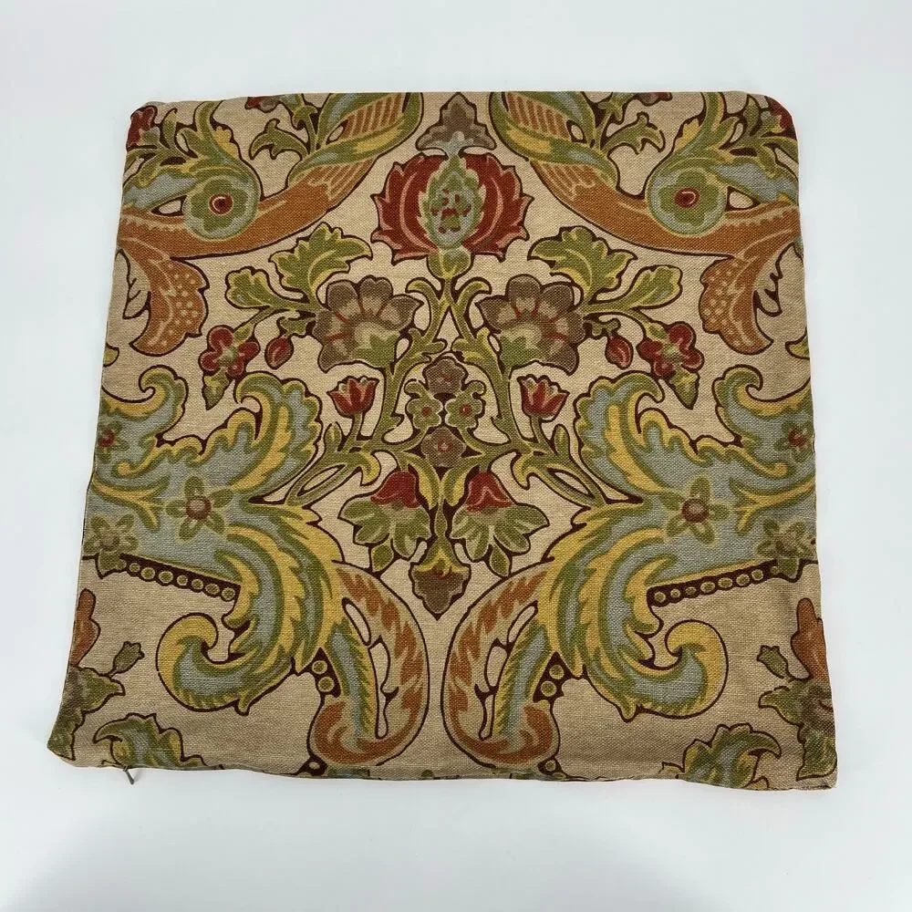 Pottery Barn Simone Paisley Linen Cotton Pillow Covers 20x20 Square Floral Zip 2